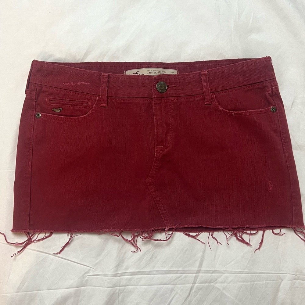 Y2K Hollister Red Denim Mini Skirt